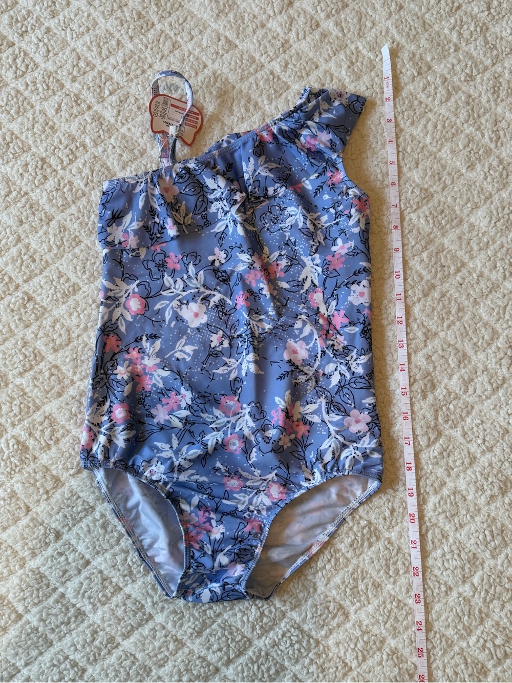 Girls One-Shoulder Floral Swim